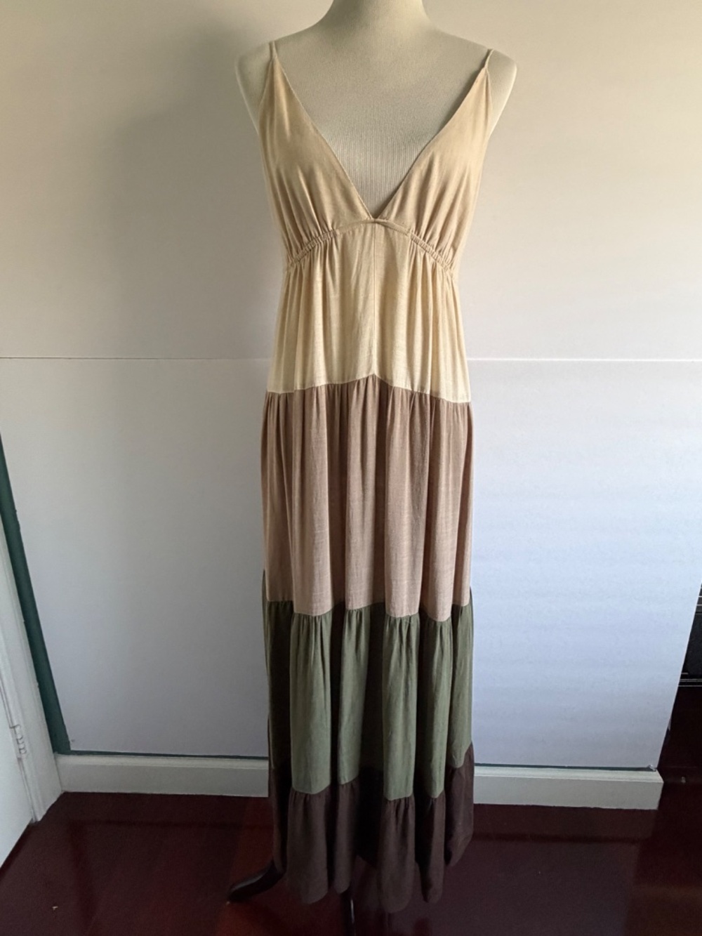 Millibon Cotton Colorblock Maxi Sundress earthtones in size Small